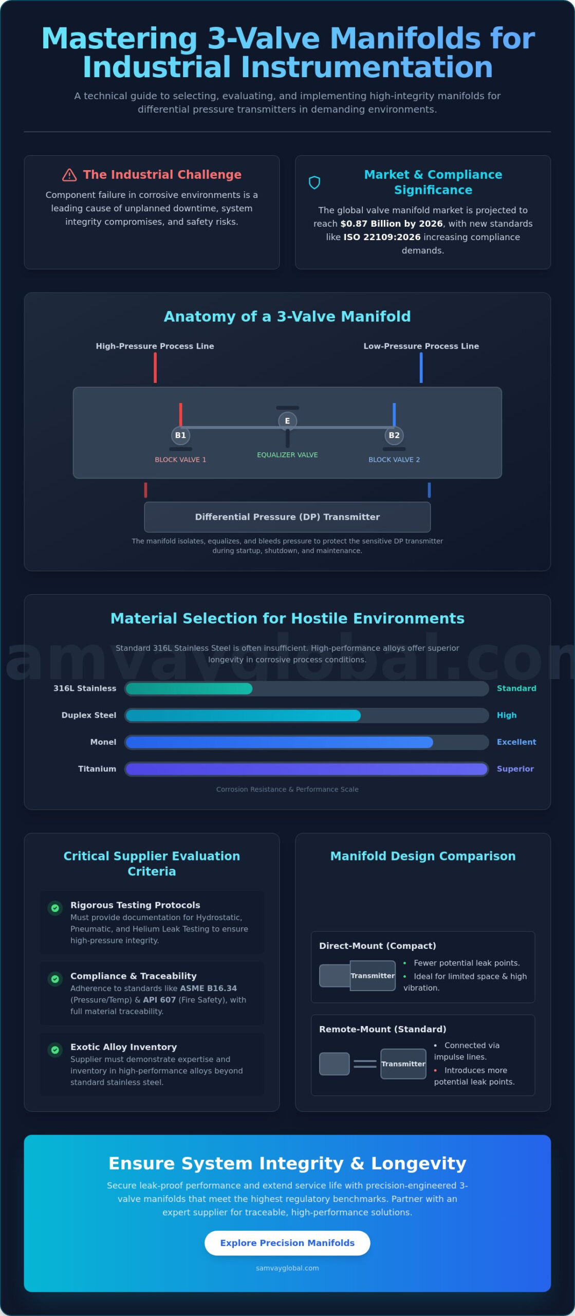 3-Valve Manifold Supplier: Technical Selection and Material Guide for 2026