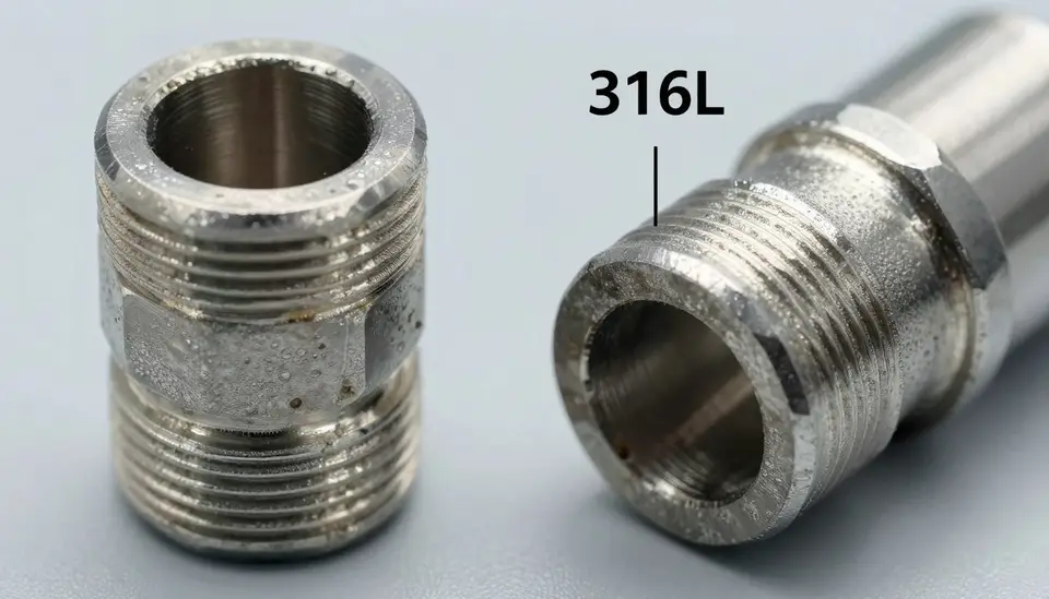 Corrosion resistance comparison showing duplex steel and 316L stainless steel samples after exposure testing