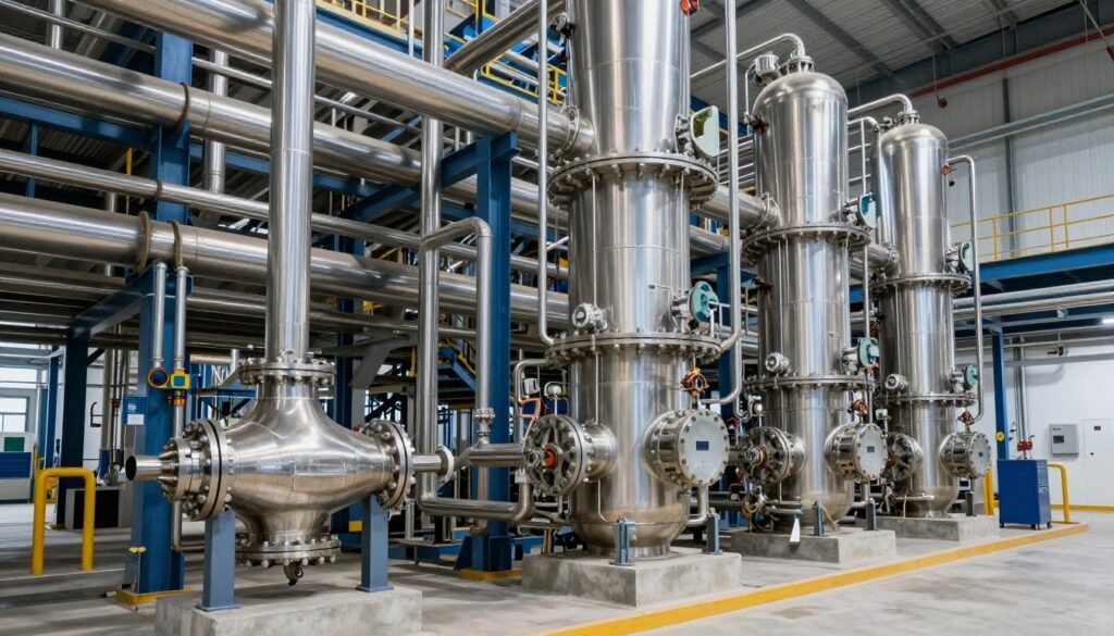 Industrial facility showing tube fitting applications in chemical processing environment